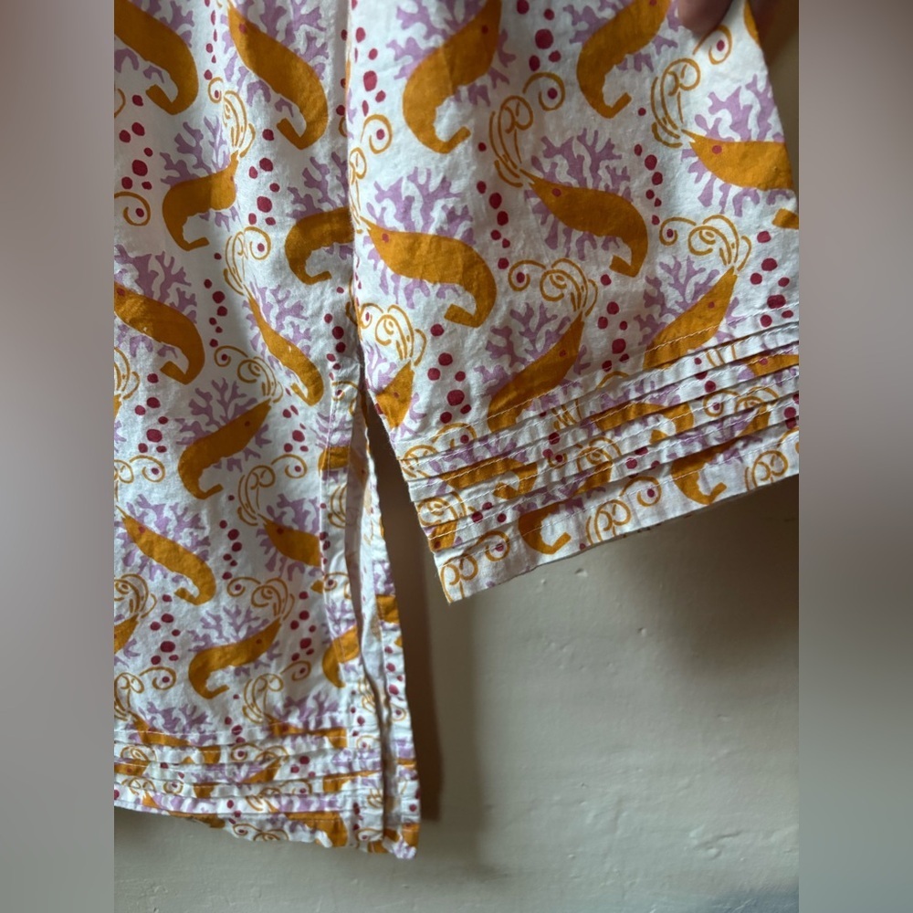 Needham Lane Woman’s Cotton Tunic Cover Up Top 100% Cotton Shrimp Pattern - Picture 7 of 8